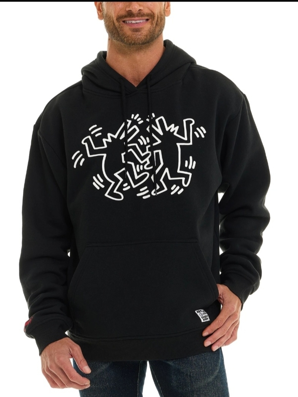 Keith Haring Black Graphic Art Crewneck Hoodie Sweatshirt